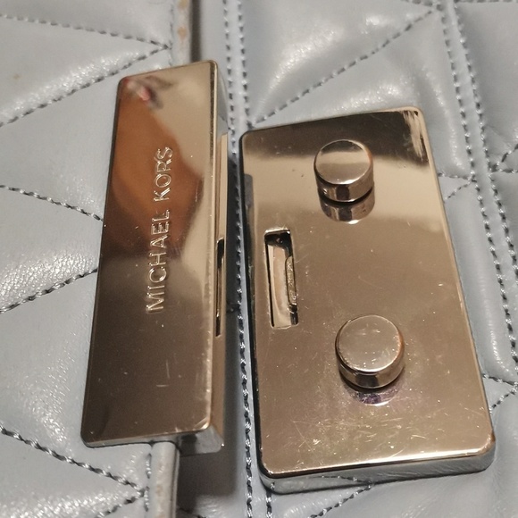 Michael Kors Light Blue Quilted Crinkle Chain Straps Satchel Bag - Picture 9 of 12